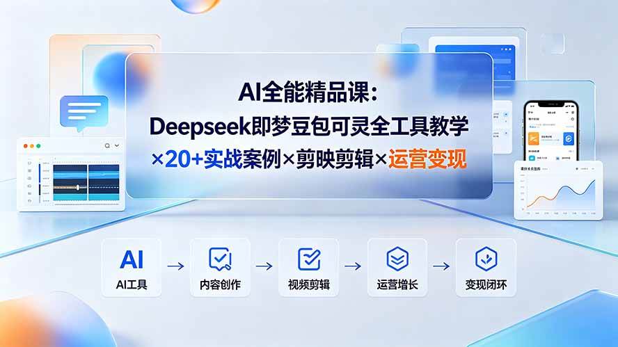 （19278期）AI全能精品课：Deepseek即梦豆包可灵全工具教学×20+实战案例×剪映剪辑×运营变现-凡人轻创