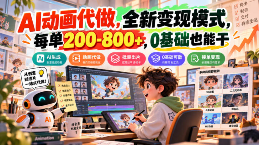 AI动画代做,全新变现模式,每单200-800+,0基础也能干【揭秘】-凡人轻创
