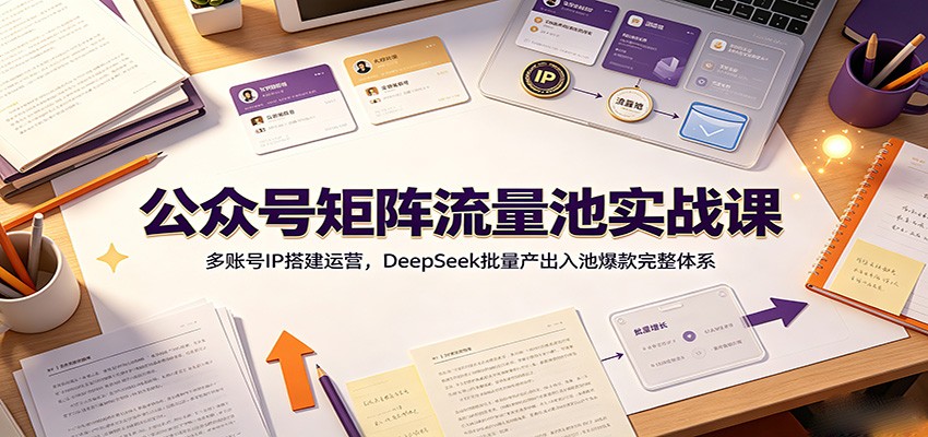 公众号矩阵流量池实战课：多账号IP搭建运营，DeepSeek批量产出入池爆款完整体系-凡人轻创