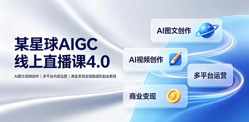 某星球AIGC线上直播课4.0｜AI图文视频创作、多平台内容运营、商业变现全链路进阶副业教程-凡人轻创
