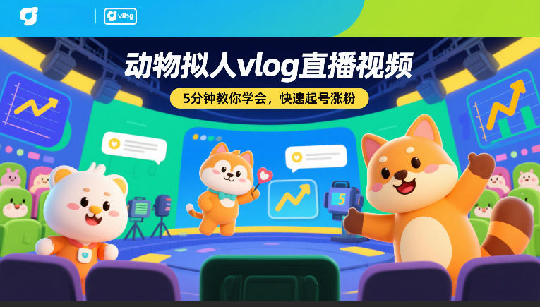 动物拟人vlog直播视频，5分钟教你学会，快速起号涨粉-凡人轻创