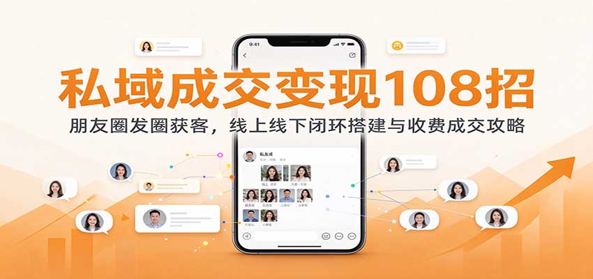 私域成交变现108招：朋友圈发圈获客，线上线下闭环搭建与收费成交攻略-凡人轻创