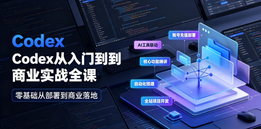 Codex从入门到商业实战全课｜账号充值部署、AI工具联动、核心功能精讲、自动化搭建、全站项目开发零基础教程-凡人轻创