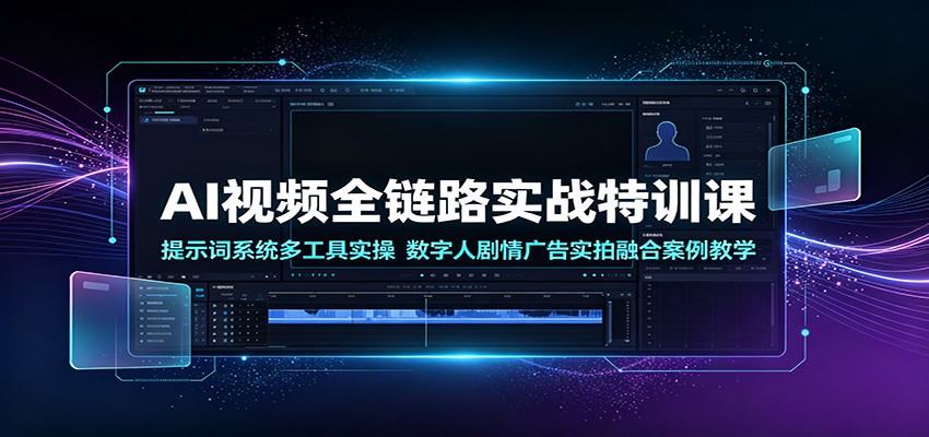 AI视频全链路实战特训课:提示词系统多工具实操,数字人剧情广告实拍融合案例教学-凡人轻创