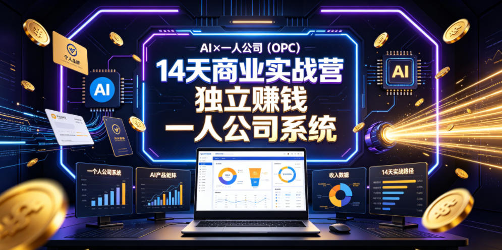 AI×一人公司（OPC）14天商业实战营，用AI帮你搭建一个属于你自己的、能独立賺钱的一人公司系统-凡人轻创