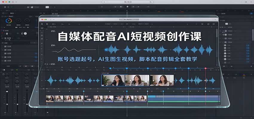 自媒体配音AI短视频创作课:账号选题起号,AI生图生视频,脚本配音剪辑全套教学-凡人轻创