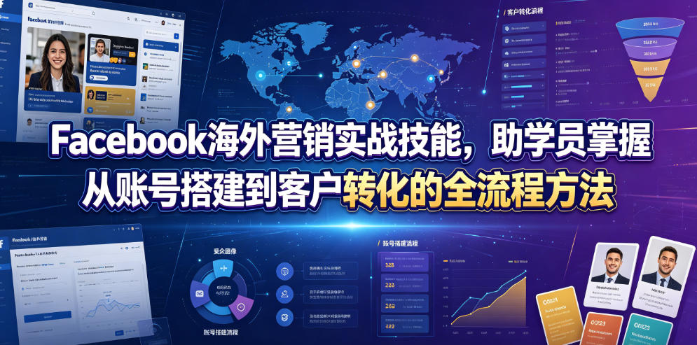 Facebook海外营销实战技能，助学员掌握从账号搭建到客户转化的全流程方法-凡人轻创