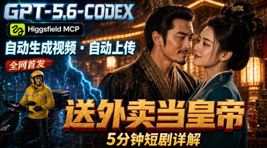 GPT-5.6 Codex+Higgsfield MCP:一条指令生成5分钟短剧并自动上传YouTube(油管)-凡人轻创