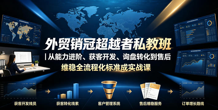 外贸销冠超越者私教班｜从能力进阶、获客开发、询盘转化到售后维稳全流程标准化成交实战课-凡人轻创