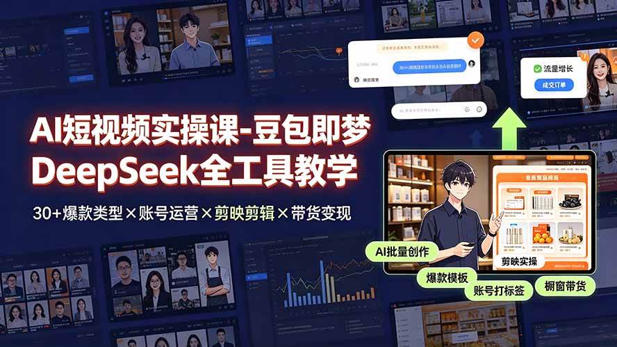 （19261期）AI短视频实操课-豆包即梦DeepSeek全工具教学 | 30+爆款类型×账号运营×剪映剪辑×带货变现。-凡人轻创