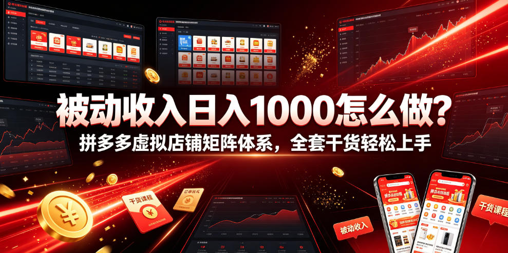 被动收入日入1000怎么做？拼多多虚拟店铺矩阵体系，全套干货轻松上手【揭秘】-凡人轻创