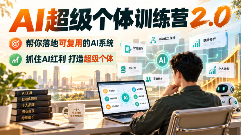 AI超级个体训练营2.0,帮你落地可复用的AI系统,抓住AI红利打造超级个体-凡人轻创