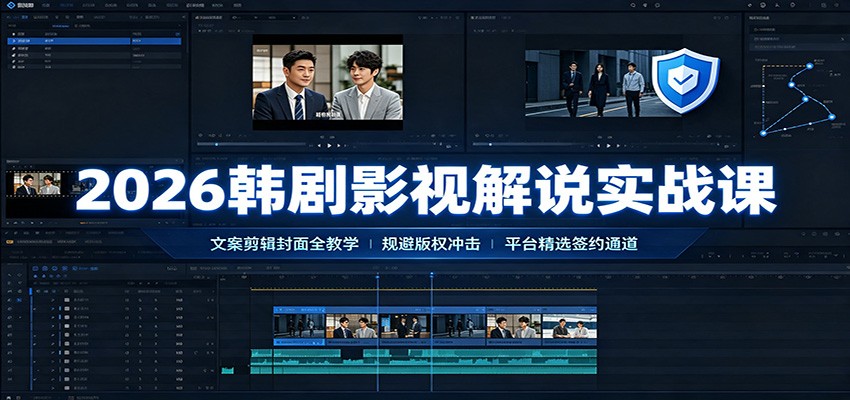 2026韩剧影视解说实战课:文案剪辑封面全教学,规避版权冲击平台精选签约通道-凡人轻创