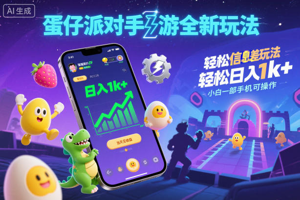 蛋仔派对手游全新玩法,轻松日入1k+,风口信息差玩法,当天见收益,小白一部手机可操作 蛋仔派对手游全新玩法,轻松日入1k+,风口信息差玩法,当天见收益,小白一部手机可操作