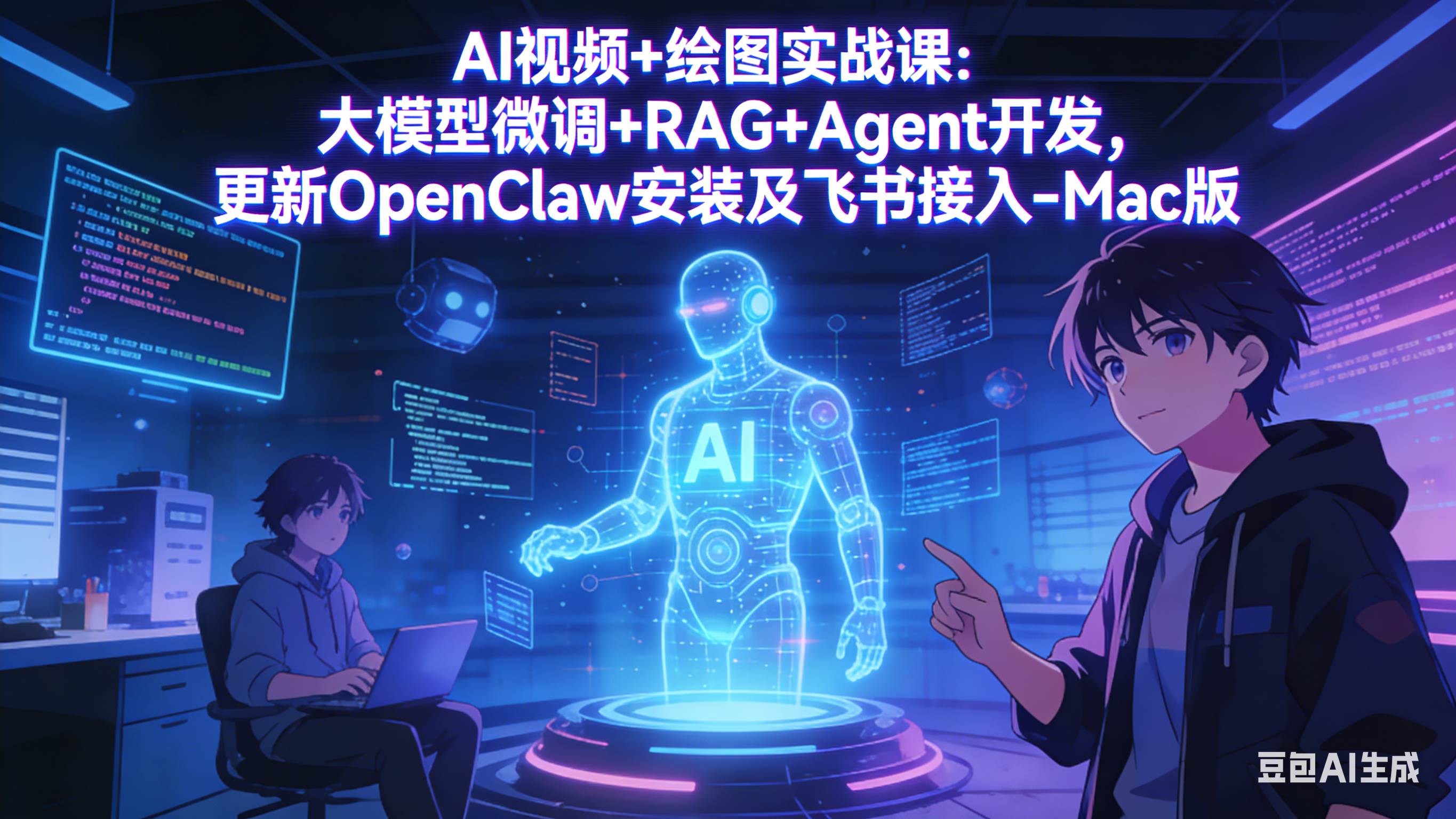 （17594期）AI视频+绘图实战课：大模型微调+RAG+Agent开发，更新OpenClaw安装及飞书接入-Mac版-凡人轻创