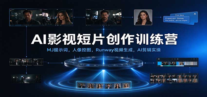 AI影视短片创作训练营:MJ提示词,人像控图,Runway视频生成,AI剪辑实操-凡人轻创