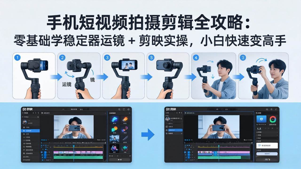 （18003期）手机短视频拍摄剪辑全攻略：零基础学稳定器运镜 + 剪映实操，小白快速变高手-凡人轻创