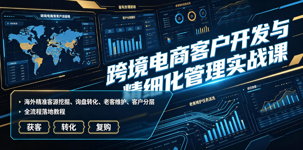 跨境电商客户开发与精细化管理实战课|海外精准客源挖掘、询盘转化、老客维护、客户分层全流程落地教程-凡人轻创