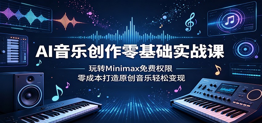 AI音乐创作零基础实战课:玩转Minimax免费权限,零成本打造原创音乐轻松变现-凡人轻创
