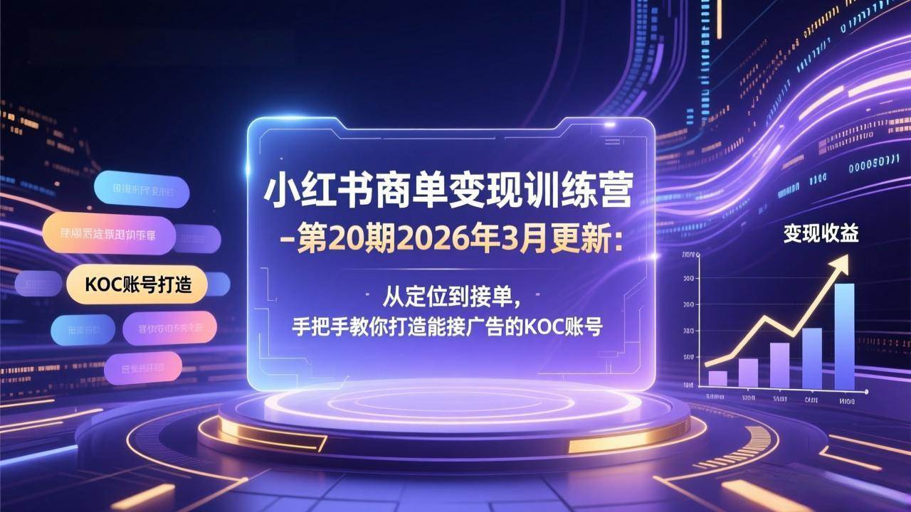 （17590期）小红书商单变现训练营-第20期26年3月更新：从定位到接单，手把手教你打造能接广告的KOC账号-凡人轻创