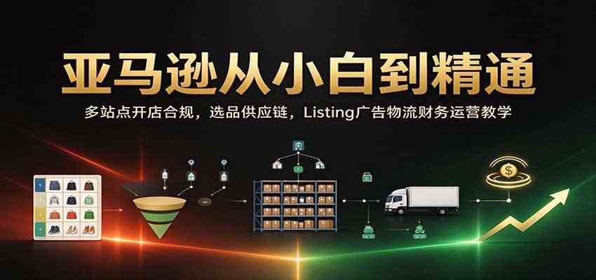亚马逊从小白到精通：多站点开店合规，选品供应链，Listing广告物流财务运营教学-凡人轻创