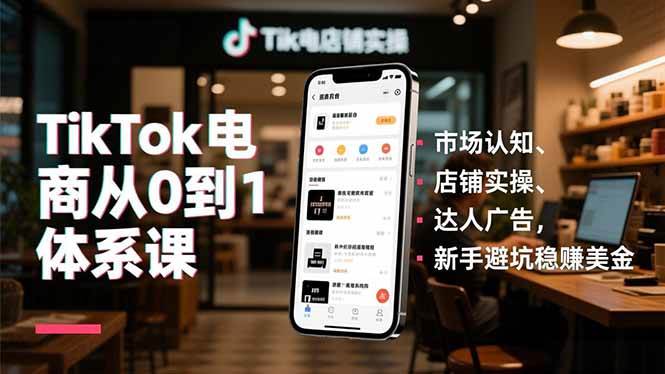 (16818期)TikTok电商从0到1体系课,市场认知、店铺实操、达人广告,新手避坑稳赚美金-凡人轻创