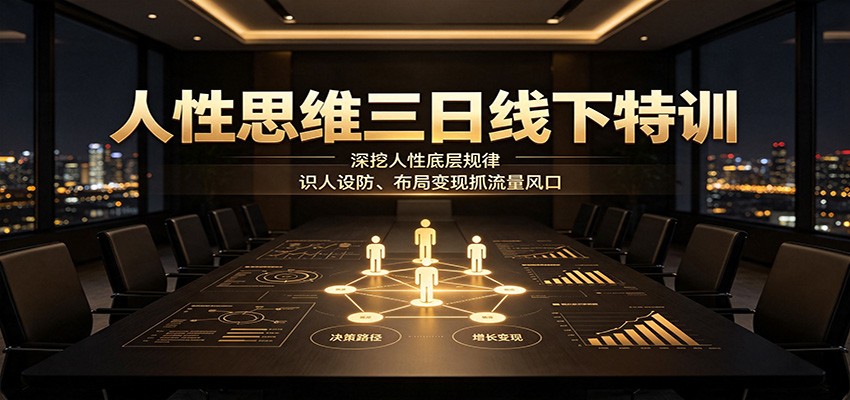 人性思维三日线下特训:深挖人性底层规律,识人设防、布局变现抓流量风口-凡人轻创