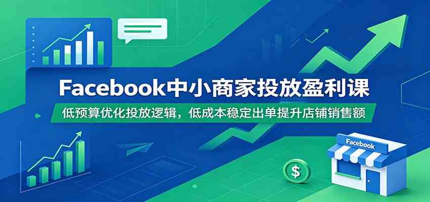 Facebook中小商家投放盈利课：低预算优化投放逻辑，低成本稳定出单提升店铺销售额-凡人轻创