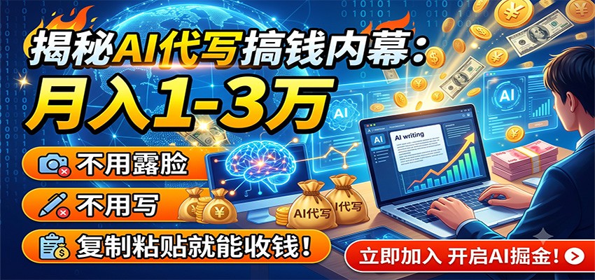 揭秘AI代写搞钱内幕：月入1-3万，不用露脸不用写，复制粘贴就能收钱！-凡人轻创