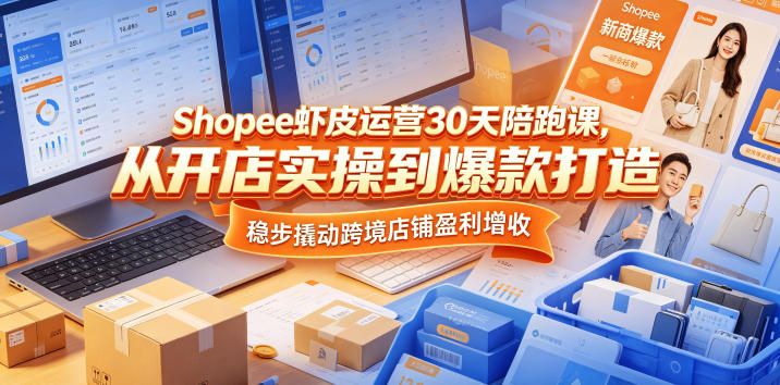 Shopee虾皮运营30天陪跑课,从开店实操到爆款打造,稳步撬动跨境店铺盈利增收-凡人轻创