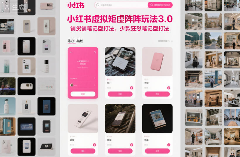 小红书虚拟矩阵玩法3.0，铺货铺笔记型打法，少款狂怼笔记型打法-凡人轻创