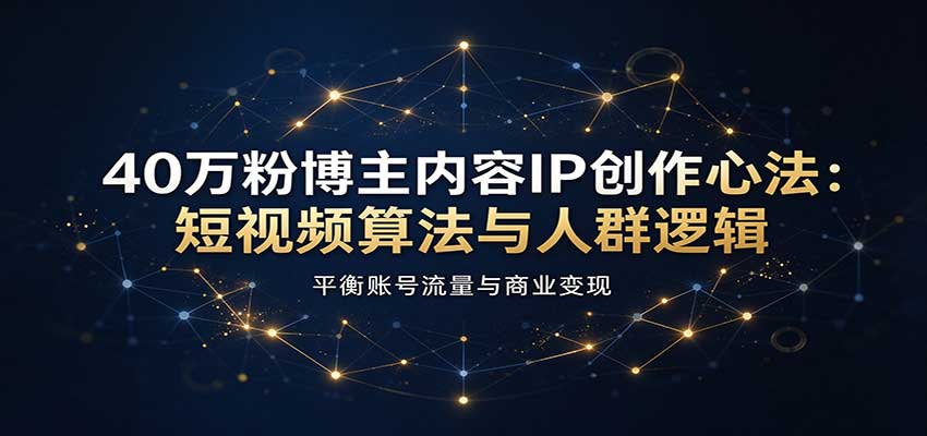 40万粉博主内容IP创作心法：短视频算法与人群逻辑，平衡账号流量与商业变现-凡人轻创