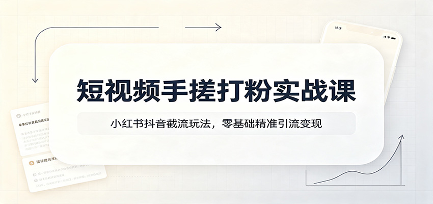 短视频手搓打粉实战课:小红书抖音截流玩法,零基础精准引流变现-凡人轻创