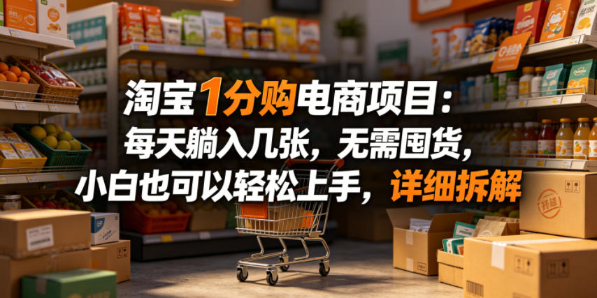 淘宝1分购电商项目:每天躺入几张,无需囤货,小白也可以轻松上手,详细拆解-凡人轻创