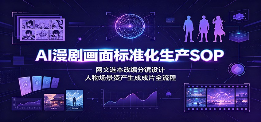 AI漫剧画面标准化生产SOP：网文选本改编分镜设计，人物场景资产生成成片全流程-凡人轻创