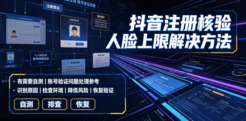 抖音注册核验人脸上限解决方法,有需要自测-凡人轻创