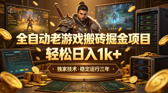 全自动老游戏搬砖掘金项目，轻松日入1k+，独家技术，稳定运行三年【揭秘】-凡人轻创
