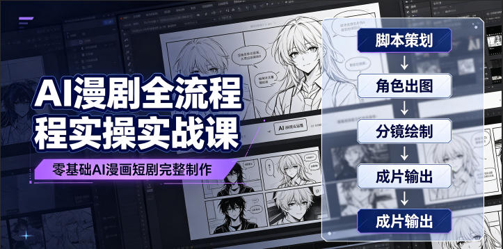AI漫剧全流程实操实战课｜零基础AI漫画短剧完整制作、脚本出图成片全链路落地教程-凡人轻创