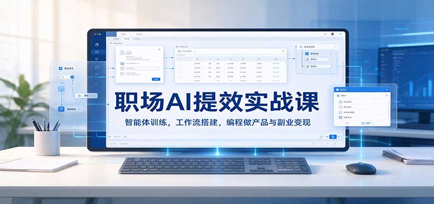 职场AI提效实战课:智能体训练,工作流搭建,编程做产品与副业变现-凡人轻创