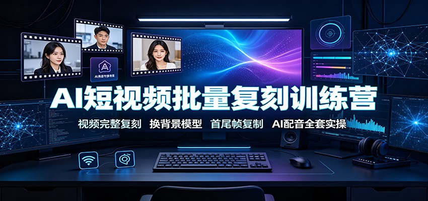 AI短视频批量复刻训练营:视频完整复刻,换背景模型、首尾帧复制、AI配音全套实操-凡人轻创