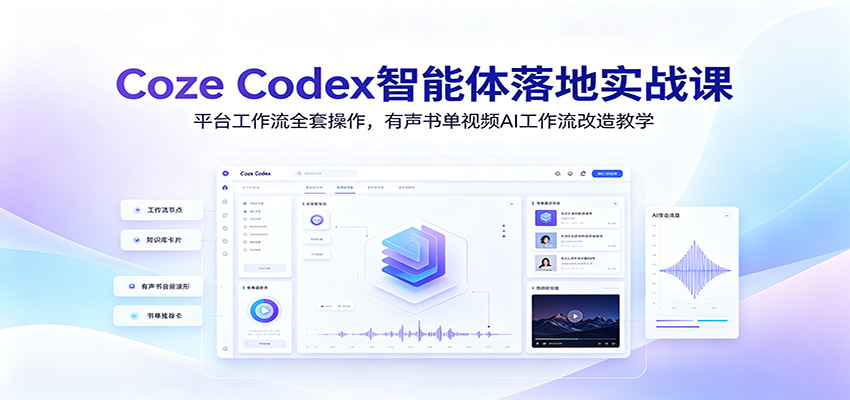 Coze Codex智能体落地实战课:平台工作流全套操作,有声书单视频AI工作流改造教学-凡人轻创