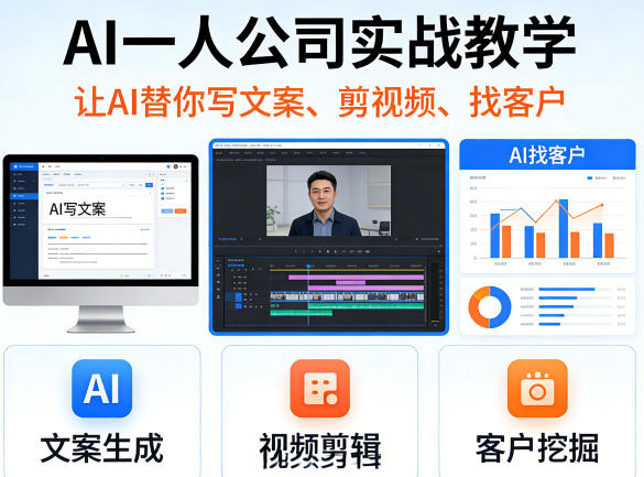 AI一人公司实战教学，让AI替你写文案、剪视频、找客户-凡人轻创