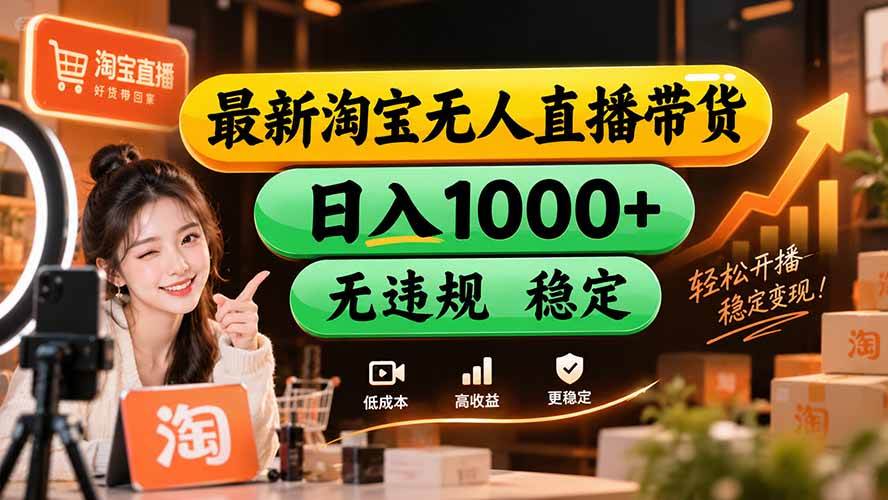 (20453期)【新技术】淘宝无人直播,独家,日入2K+,无封号,可矩阵,长期稳定-凡人轻创
