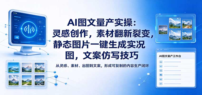 AI图文量产实操：灵感创作，素材翻新裂变，静态图片一键生成实况图，文案仿写技巧-凡人轻创