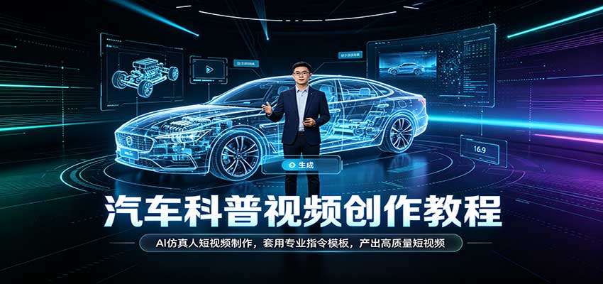 汽车科普视频创作教程:AI仿真人短视频制作,套用专业指令模板,产出高质量短视频-凡人轻创