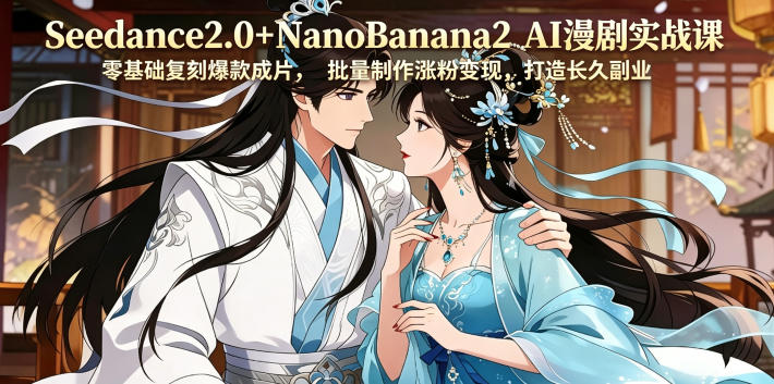 Seedance2.0+NanoBanana2 AI漫剧实战课，零基础复刻爆款成片涨粉变现，打造长久副业收益-凡人轻创