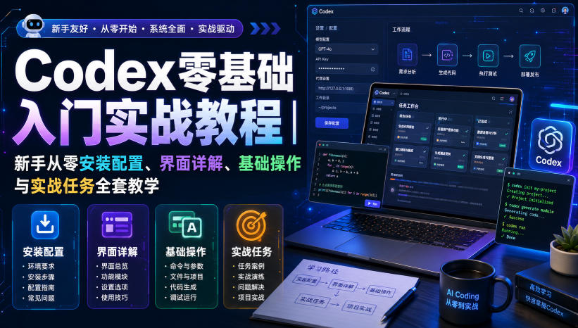 Codex零基础入门实战教程｜新手从零安装配置、界面详解、基础操作与实战任务全套教学-凡人轻创