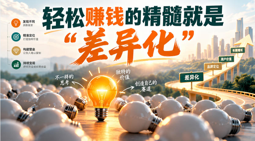 某公众号付费文章：轻松賺钱的精髓就是“差异化”-凡人轻创