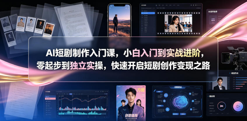 AI短剧制作入门课，小白入门到实战进阶，零起步到独立实操，快速开启短剧创作变现之路-凡人轻创