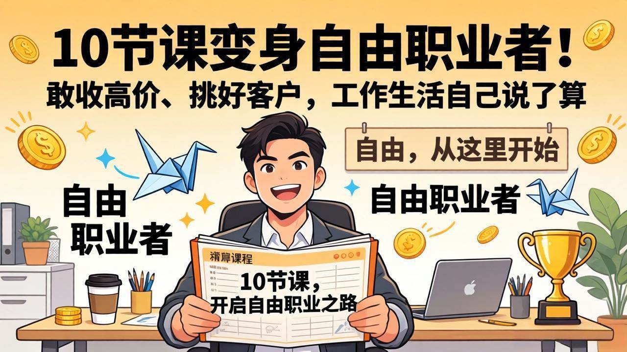 （17663期）10 节课变身自由职业者！敢收高价、挑好客户，工作生活自己说了算-凡人轻创
